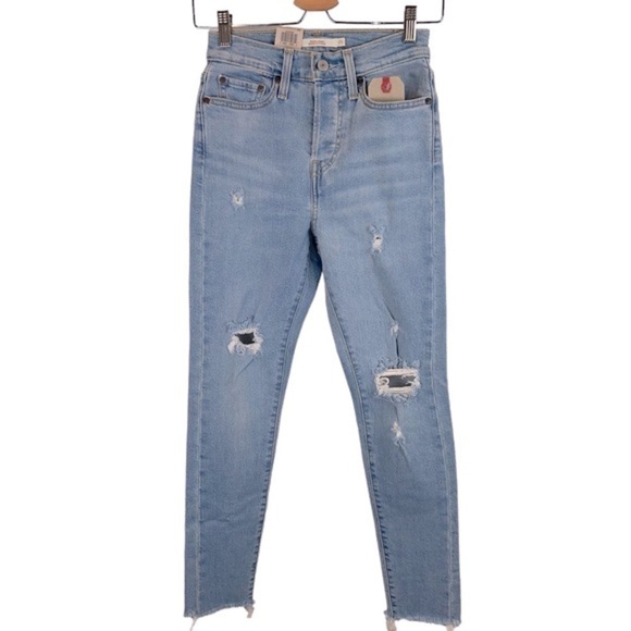 Levi's NWT Wedgie Skinny High Rise Distressed Light Wash Jeans Women's 25 - Picture 2 of 8